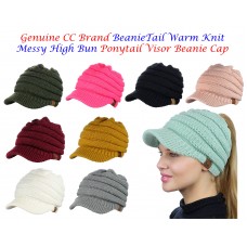 NEW CC BeanieTail Warm Knit Messy High Bun VISOR CC Ponytail Beanie Cap  eb-65539552